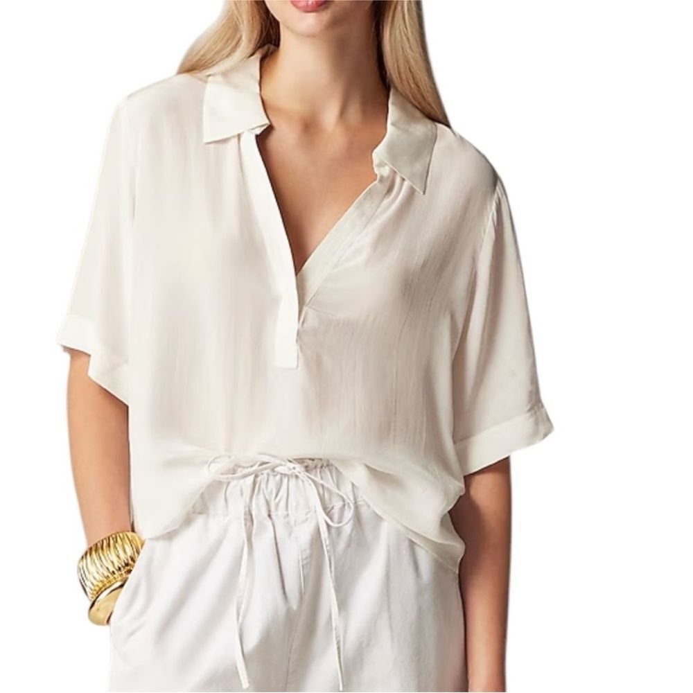 J. Crew Ivory Blouse with Collar